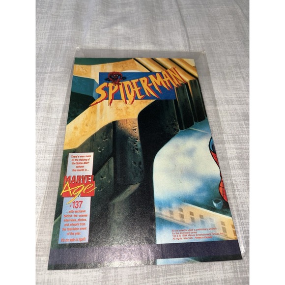 Spider-Man Marvel Age #137 Sketch Insert Work In Progress 90s Comic Book - Picture 2 of 6